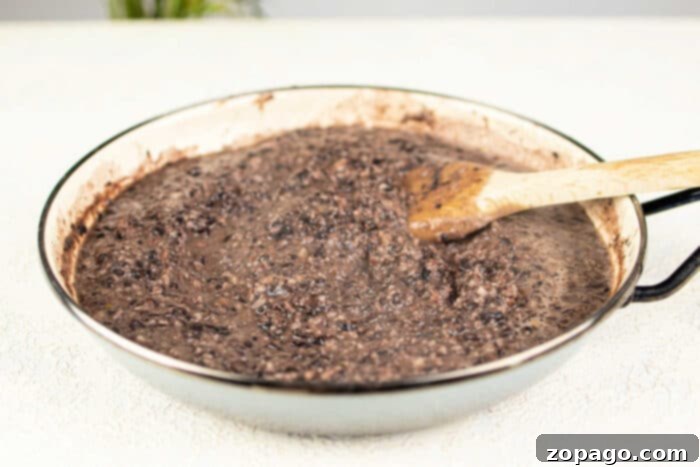 Easy Refried Black Beans from a Can 6 Seasoned refried black beans ready to be served
