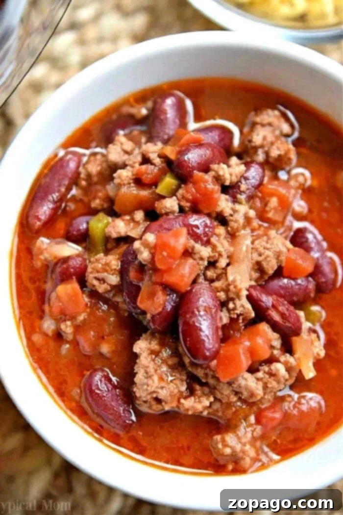 Crafting Flavorful Chili with Dried Beans 2 Hearty bowl of chili with dried beans, garnished with fresh herbs and cheese, ready to be enjoyed.