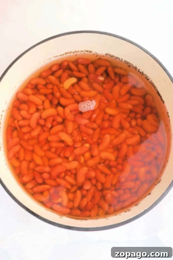 Crafting Flavorful Chili with Dried Beans 3 Preparing dried beans for chili, showcasing a bowl of beans ready for soaking or cooking.
