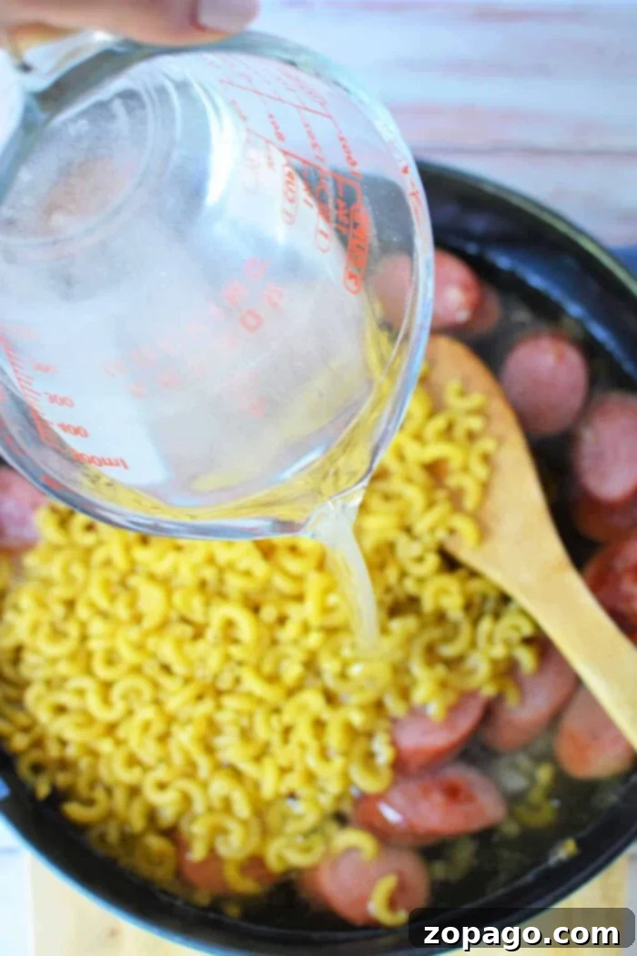 Hearty Kielbasa Pasta Skillet 4 Polish Kielbasa and Pasta in a creamy sauce