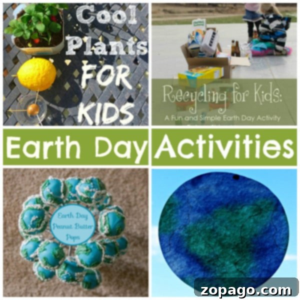 Eco Adventures for Kids this Earth Day 4 Earth Day activities for kids including various crafts and educational games for environmental learning.