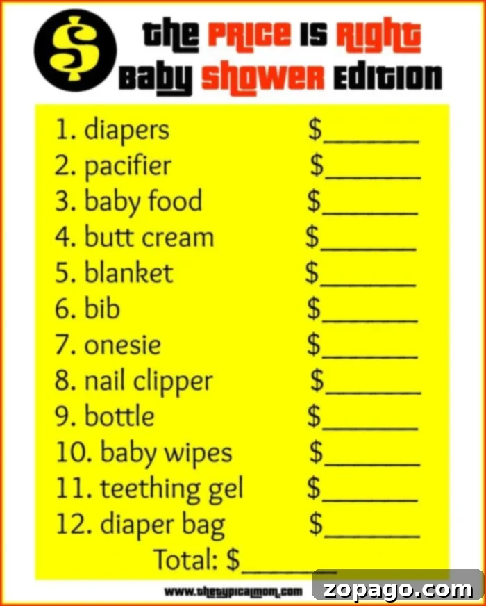 Effortless Baby Shower Decorations 2 the price is right baby shower game