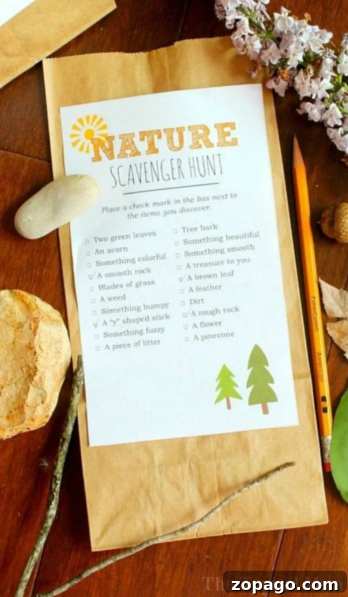Summer Fun on a Budget for Kids 4 A checklist for a camping scavenger hunt, featuring items like a tent, flashlight, and s'mores, perfect for outdoor exploration