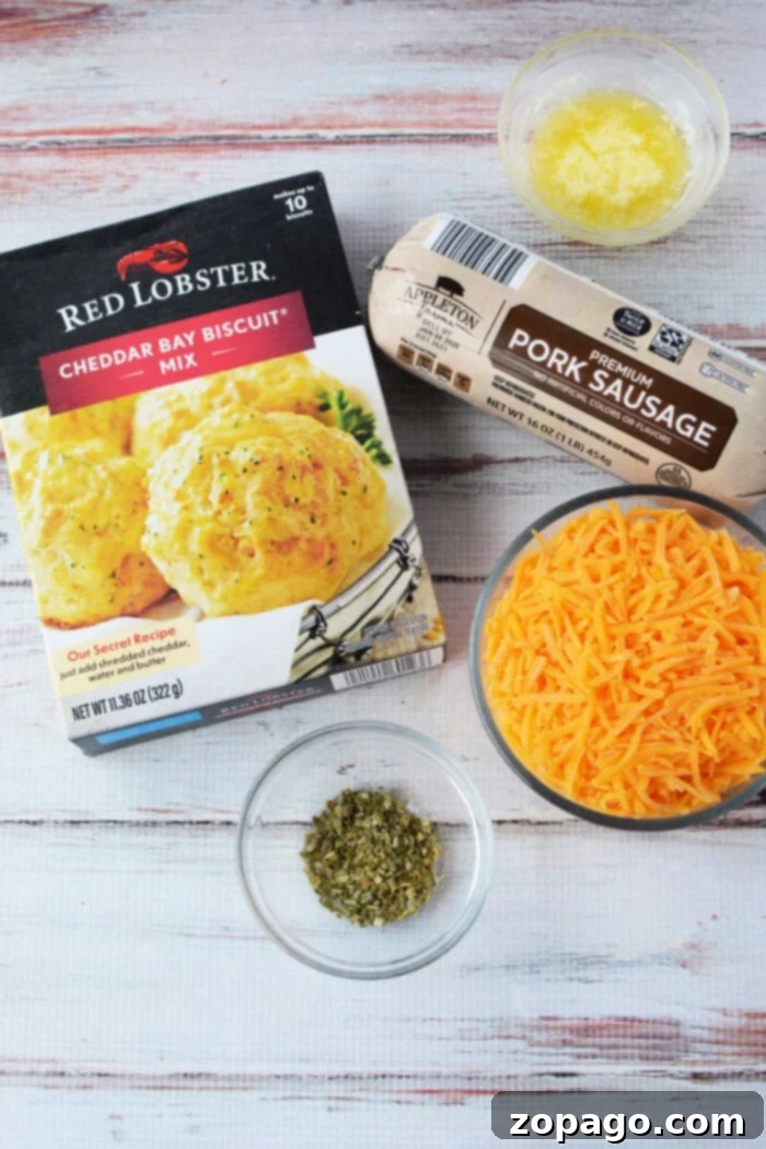 Red Lobster's Secret Ingredient Sausage Bites 3 Create mouthwatering sausage balls with biscuit mix, savory pork sausage, and shredded cheese, all held together with melted butter and a flavorful spice blend. For an extra twist, try using Red Lobster Biscuit Mix for that irresistible taste of garlic and herbs everyone loves.