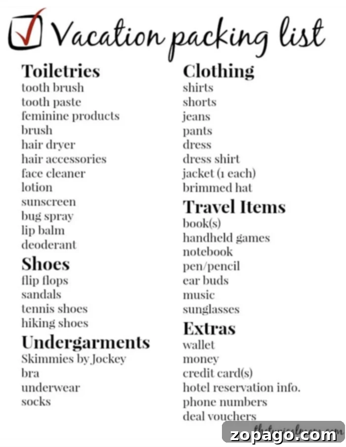 Free Vacation packing list plus tips and tricks on what to pack when you're going on a vacation. Things will make your trip easier with kids on vacation. #printable #vacation #checklist vacation packing list