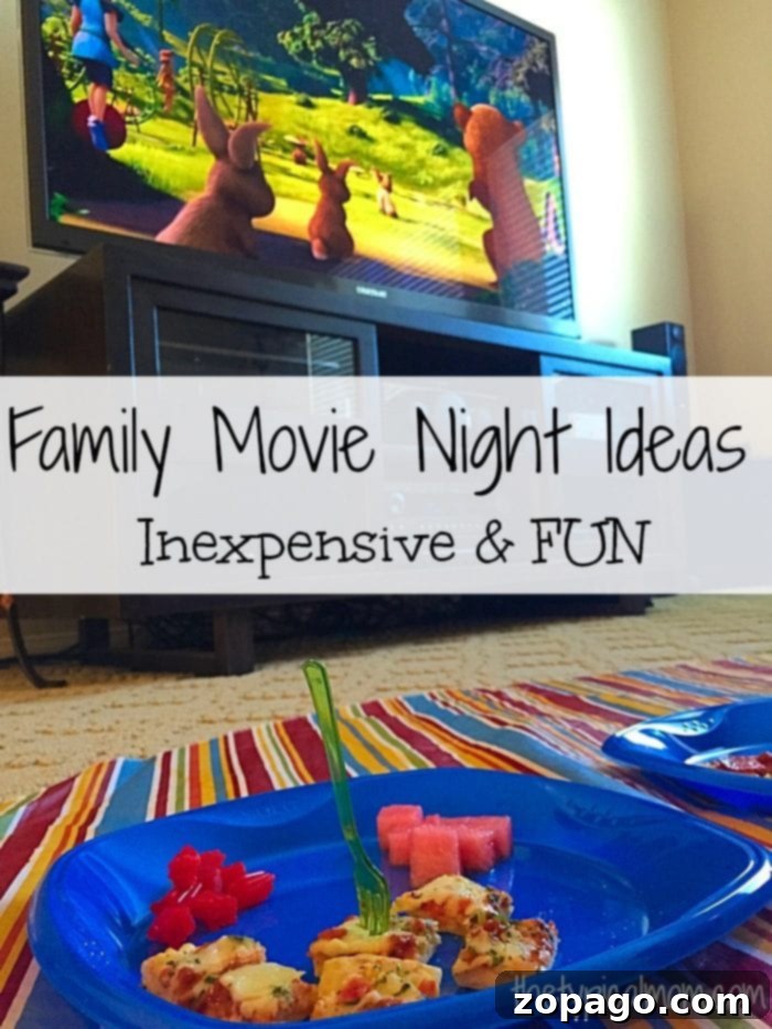 Unforgettable Family Movie Nights In 9 Inexpensive family movie night ideas, showing cozy setup and snacks, prompting engagement #youbethejudge #digiorno #clevergirls #ad