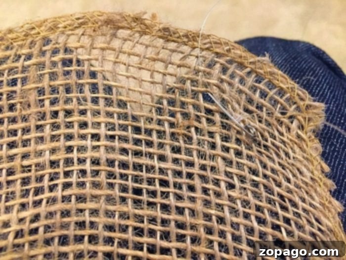 Burlap Garland Craft Supplies Burlap roll, craft wire, and needle – materials for DIY garland.