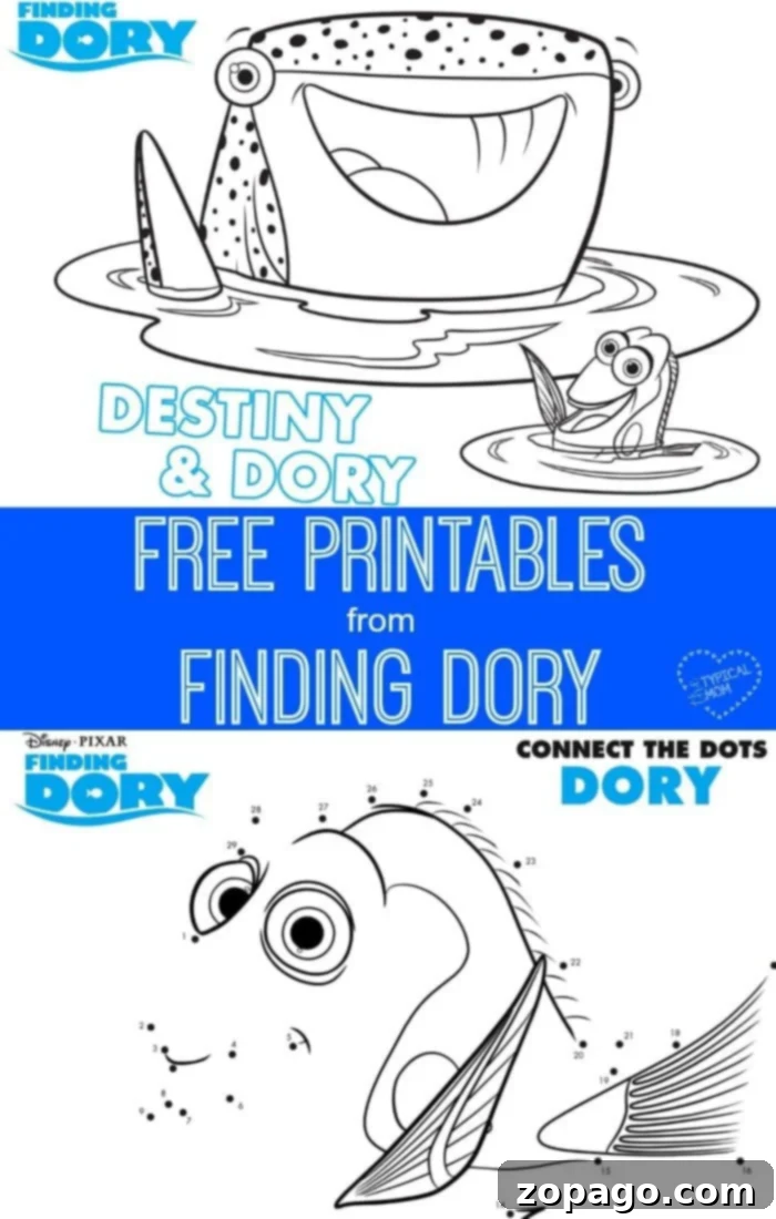 Free coloring pages, dot to dot and mazes from the movie Finding Dory are here!! finding dory free printables including coloring pages, dot to dot, and mazes