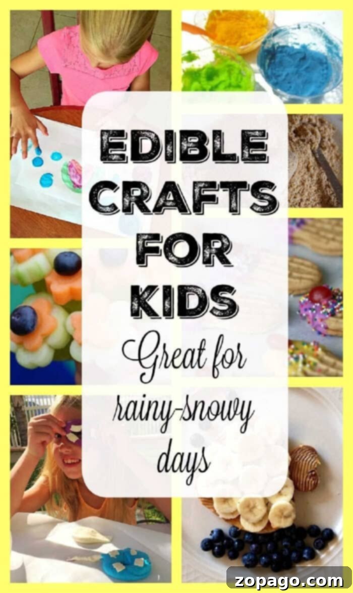 Edible crafts for kids you can do at home. Great for rainy or snowy day activities with kids, or for a party too. Lots of cute ideas. Edible Crafts for Kids - Finger Paint