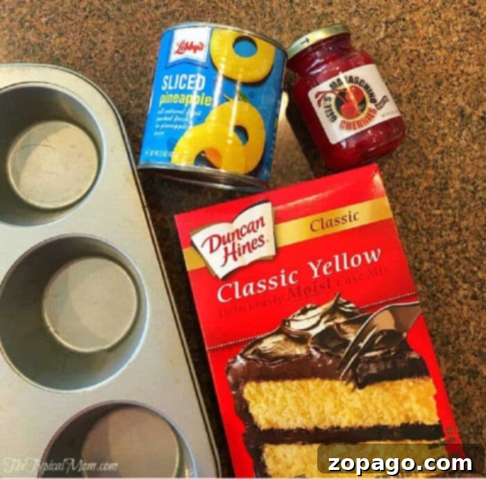 Easy Cake Mix Pineapple Upside Down Cupcakes 3 pineapple-upside-down-cupcakes