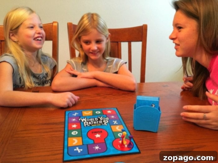 Hasbro Family Fun Fest 2 Would You Rather board game setup on a table, ready for family fun.