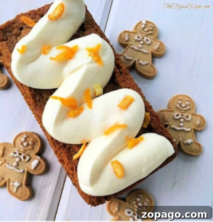 Starbucks Signature Gingerbread Loaf 2 Copycat Starbucks Gingerbread Loaf, a festive holiday treat with white frosting and orange zest.
