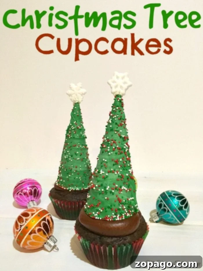 Delicious and colorful Christmas Tree Cupcakes, perfect for holiday gatherings and kid-friendly baking. Christmas Tree Cupcakes decorated with green chocolate and sprinkles