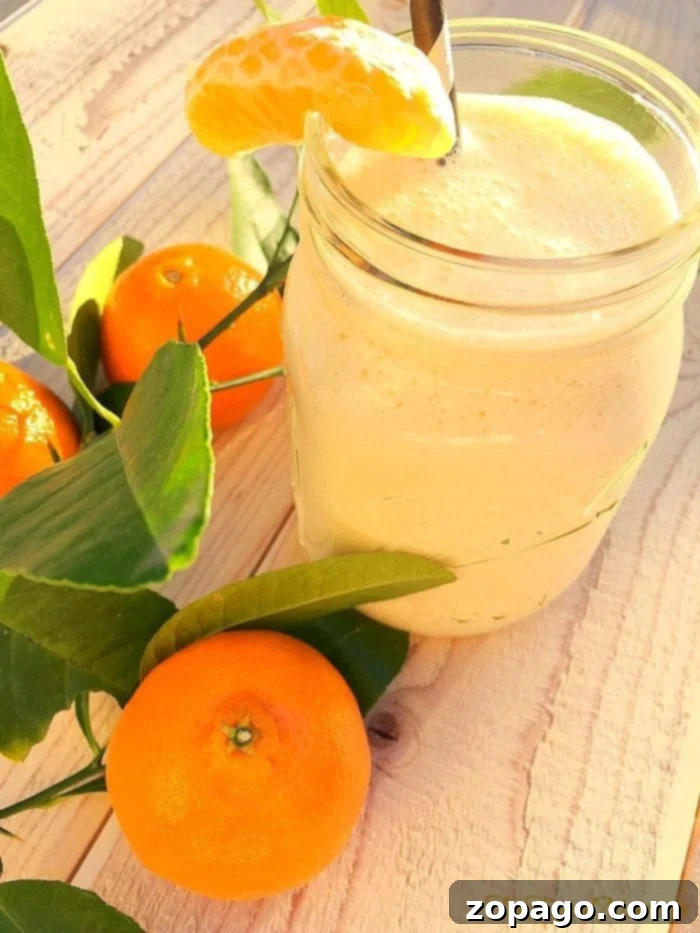 Easy cuties mandarin smoothie recipe. Super easy to throw together, tastes great, and packed with Vitamin C. Fresh homemade mandarin orange smoothie, bright and refreshing