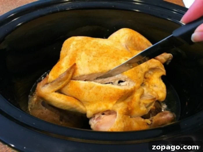 Whole chicken crockpot recipe that you will love! The best way to cook a chicken in the slow cooker because it turns out super moist. #crockpot #slowcooker #wholechicken #chicken #easy How to cook a chicken in your slow cooker
