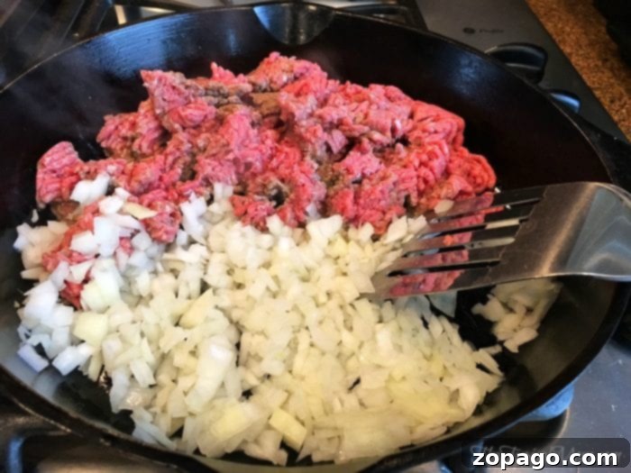 Comforting Slow Cooker Cabbage Rolls 3 Preparing the savory filling for stuffed cabbage rolls