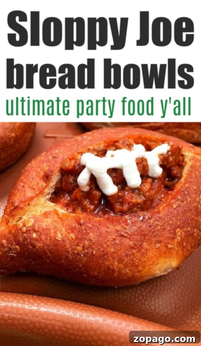 Homestyle Sloppy Joe Dinner 2 close-up of sloppy joe bread bowls