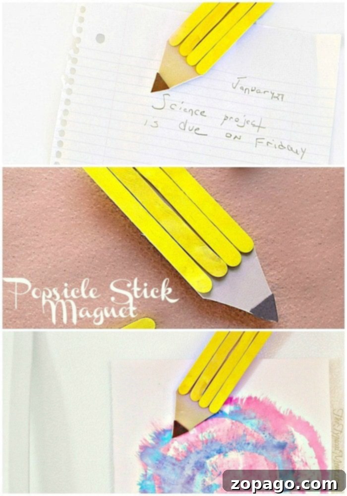 Popsicle Stick Pencil Magnet Craft: A Fun DIY Project Popsicle stick pencil magnet craft for kids