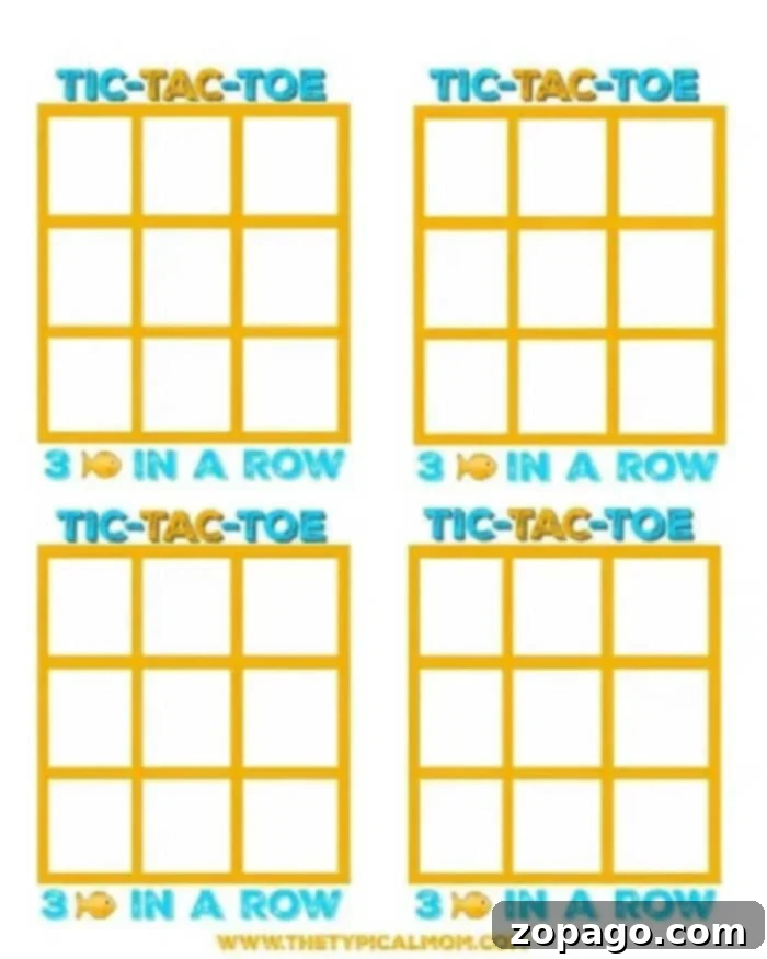Printable Tic Tac Toe PDF 2 Free Printable Goldfish Tic Tac Toe PDF Game Board