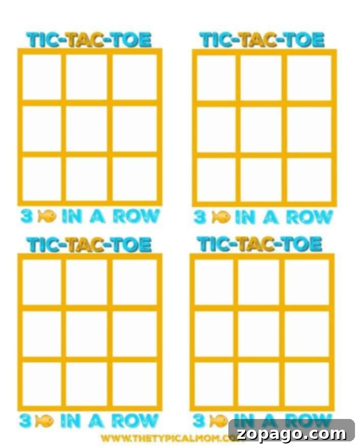 Printable Tic Tac Toe PDF 7 Goldfish tic tac toe printable game board