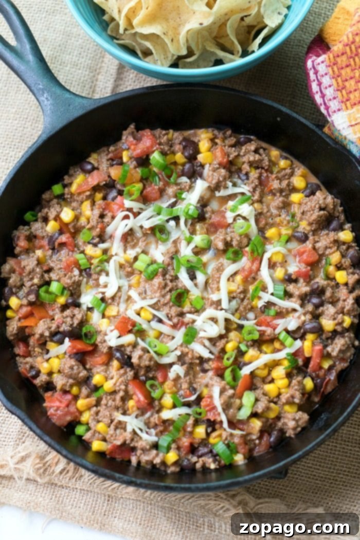 Here is a list of the best hot dip recipes that are delicious with chips, beer bread or any other side item. Serve them as a Super Bowl appetizer or party food and they will be a hit. Perfect for the winter months or year round really. The ultimate comfort foods in my opinion. A vibrant taco dip with ground beef, cheese, and fresh toppings.