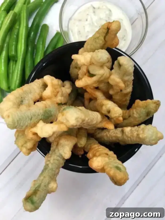 The Habit Copycat Fried Green Beans 8 Fried green beans without bread crumbs, showcasing the tempura batter