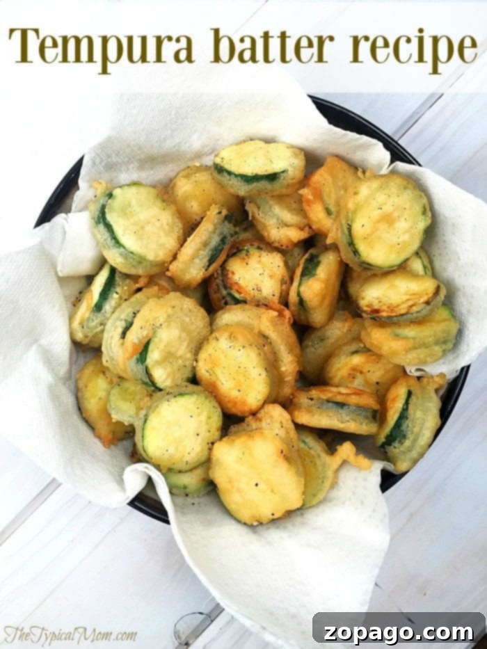 Crispy tempura zucchini ready to serve