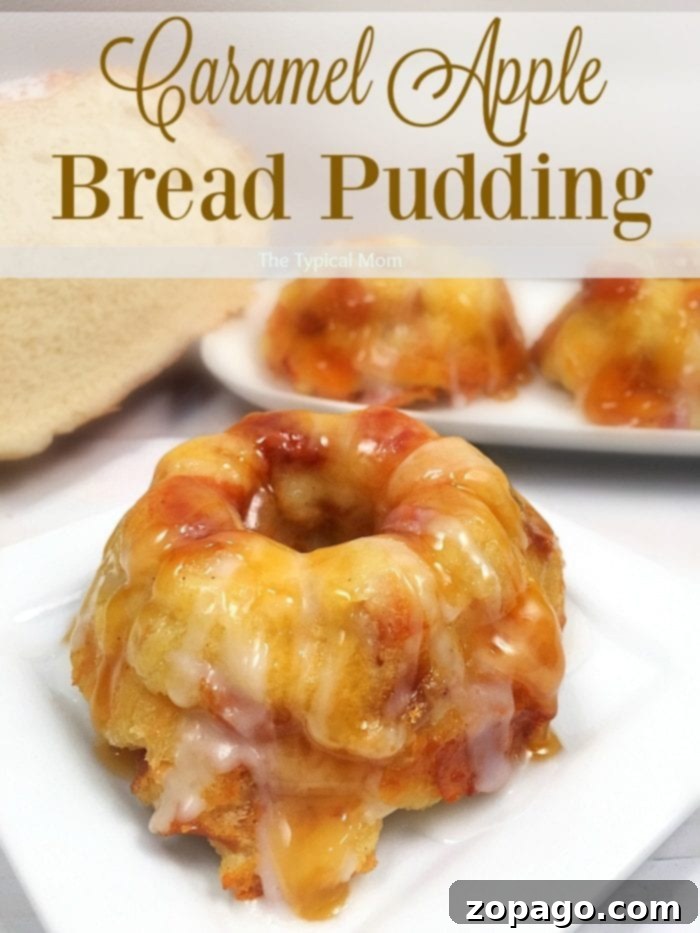 This easy caramel apple bread pudding recipe is amazing and so easy to make! With sticky caramel bits and tender pieces of apples inside it's the perfect dessert casserole to make year round. Make into pretty mini bundts drizzled with caramel sauce and it's the best homemade bread pudding you'll ever make. #caramel #apple #breadpudding #pudding #bread #easy #homemade #recipe Caramel apple bread pudding slices, showcasing the fluffy bread and apple pieces, ready to be served as a delightful dessert.