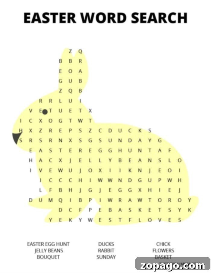 Download our free printable Easter word search and Bingo sheets for endless holiday fun. Perfect for family and school activities. #EasterPrintables #WordSearch #KidsActivities Free printable Easter word search with a cute Easter bunny and spring flowers.