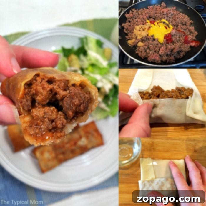 Crispy Sloppy Joe Rolls 6 Fun and tasty sloppy joe egg rolls, a great appetizer for parties!
