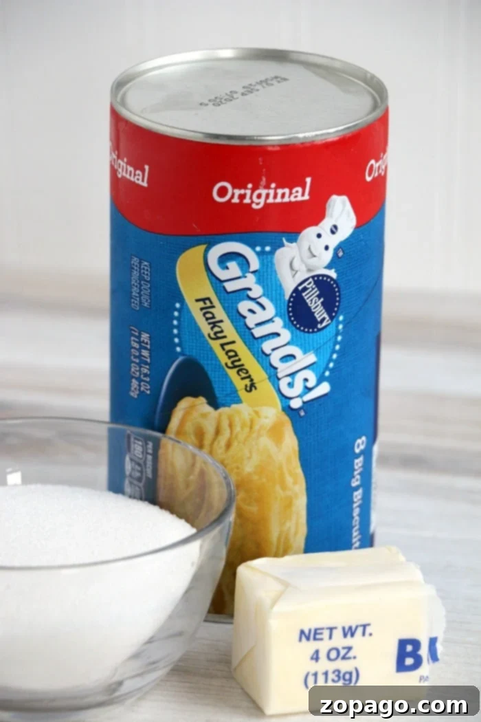 Garlic Cheese Pull-Apart Bread 3 Two cans of Grands refrigerated biscuits, a key ingredient for easy monkey bread.