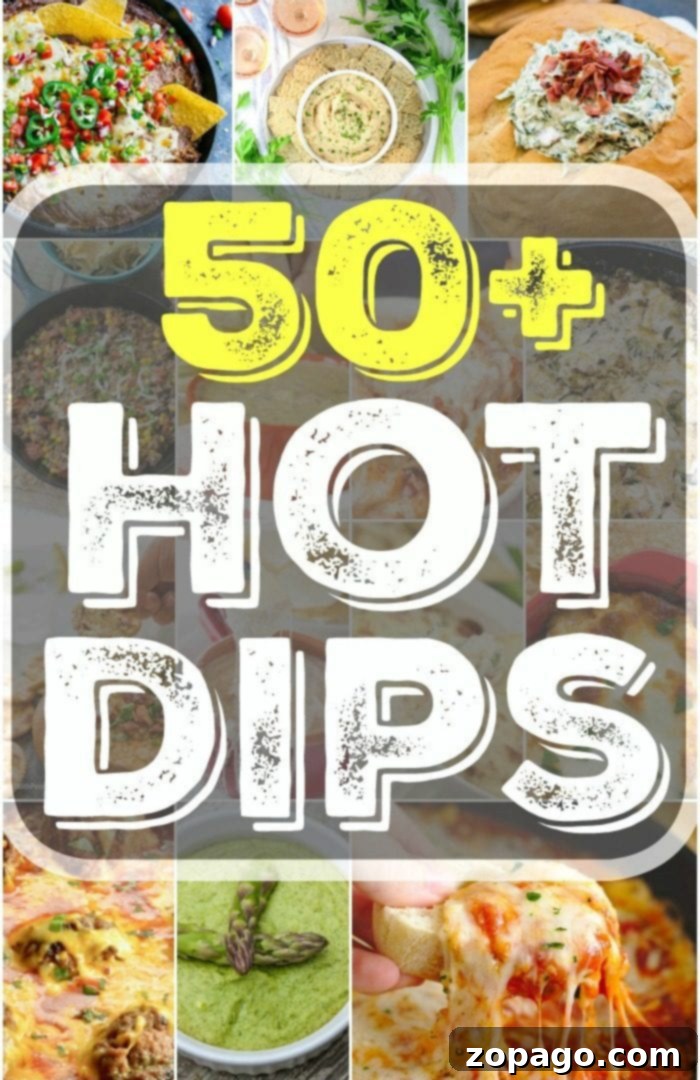 Cool and Creamy Spinach Dip 4 A vibrant collection of the best hot dip recipes, presented in various serving dishes, perfect for any entertaining occasion.