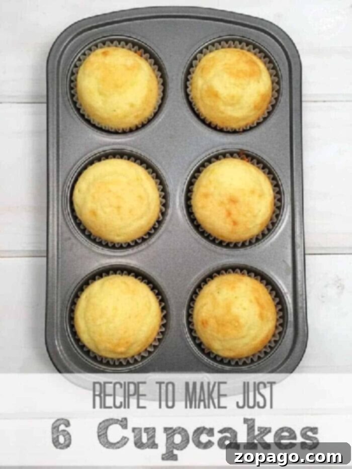 Easy Cake Mix Cupcakes Makes 6 6 Six perfectly baked cupcakes made from a cake mix, ready for frosting and enjoyment.