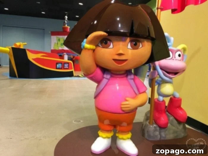 Dora and Diego Adventure at Discovery Cube OC Children playing in the Dora the Explorer exhibit at Discovery Cube OC