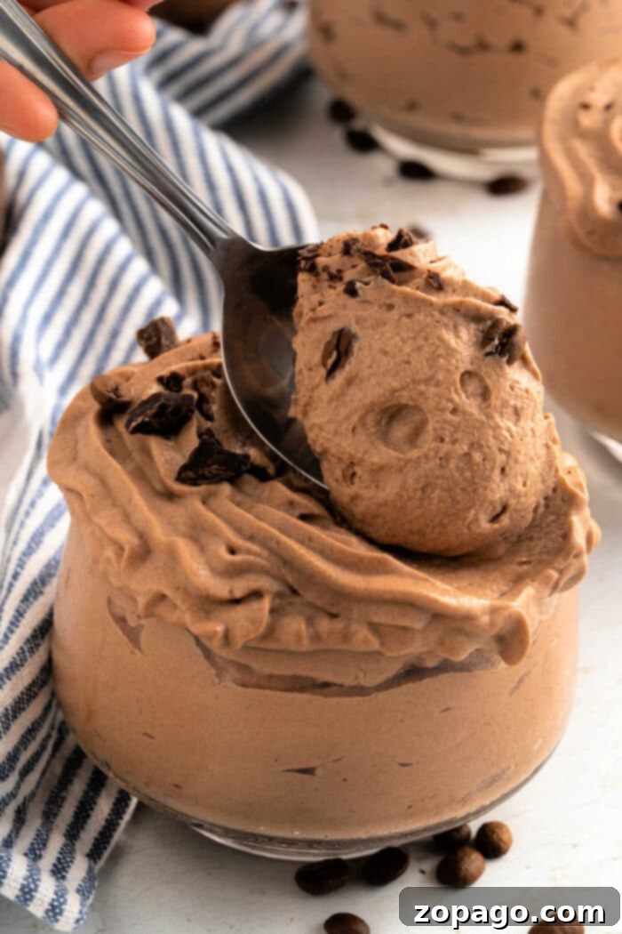 Espresso Frosting 8 Homemade coffee mousse in a glass, ready to be enjoyed.