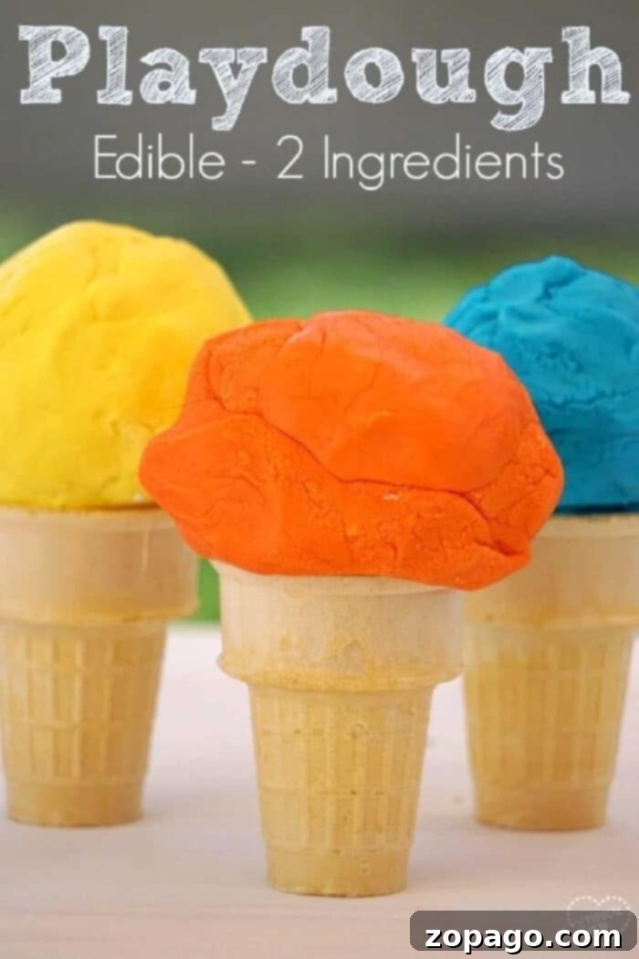 Edible playdough that your kids will love! A simple playdoh recipe that is perfect for young children and fun to play with, even toddlers. #edible #playdough #playdoh #dough #craft #activity #rainyday #preschool #kindergarten #frosting How to make edible playdough with just 2 ingredients. So easy and so much fun for kids, safe for toddlers.