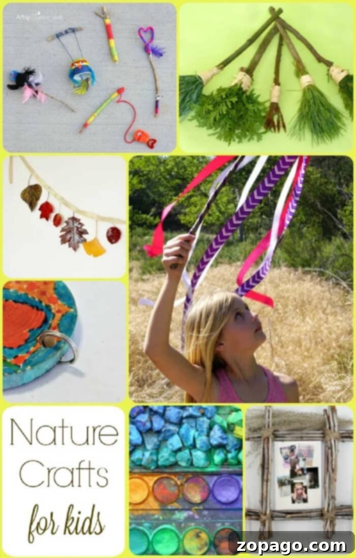 Engaging Nature Crafts for Kids: Fun Activities Using Outdoor Finds Children collecting leaves and sticks for nature crafts in a sunlit forest, emphasizing eco-friendly and engaging activities for kids.