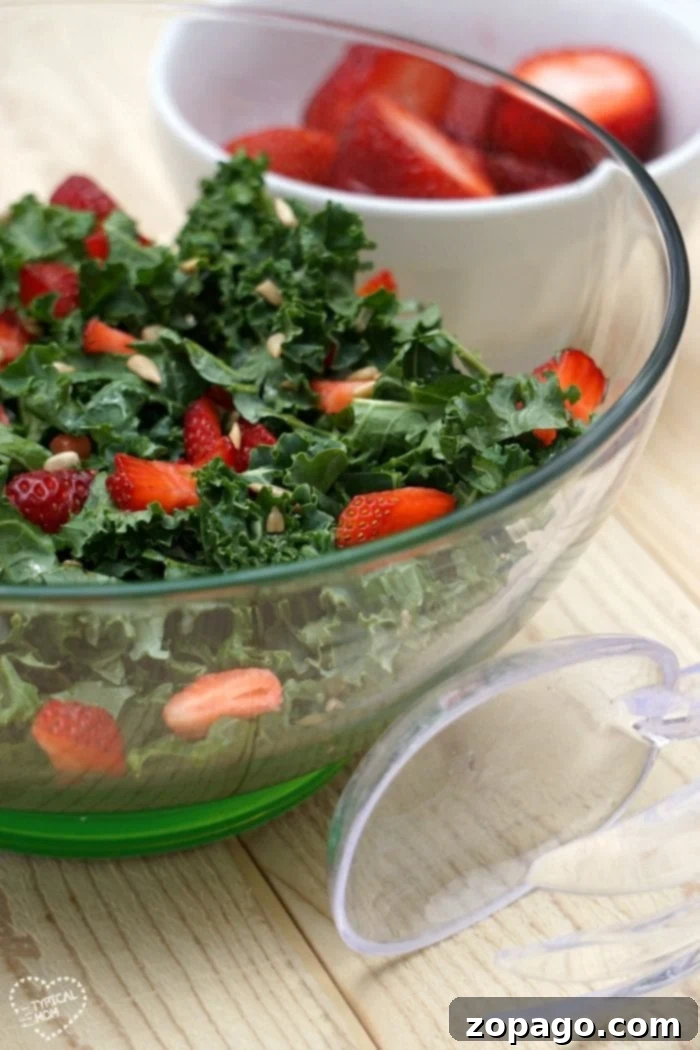 Balsamic Strawberry Kale Salad 2 Vibrant Kale Strawberry Salad with balsamic dressing, perfect for summer gatherings