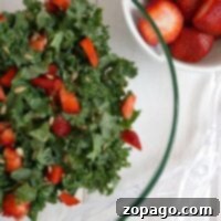 Kale Strawberry Salad with balsamic dressing