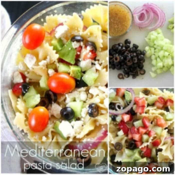 This is an easy and delicious Mediterranean pasta salad recipe to make as a side dish for a barbecue or a healthy lunch option with clean Greek flavors. mediterranean pasta salad with sun-dried tomatoes