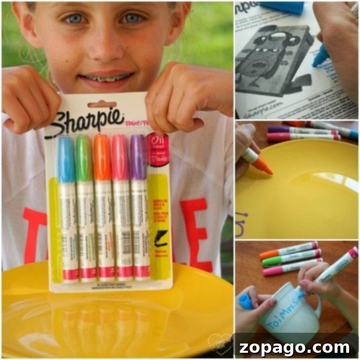 Create a 'You Are Special' Keepsake Plate 2 A child's hands decorating a yellow ceramic plate with colorful Sharpie oil-based paint markers, creating an easy sharpie craft for kids.