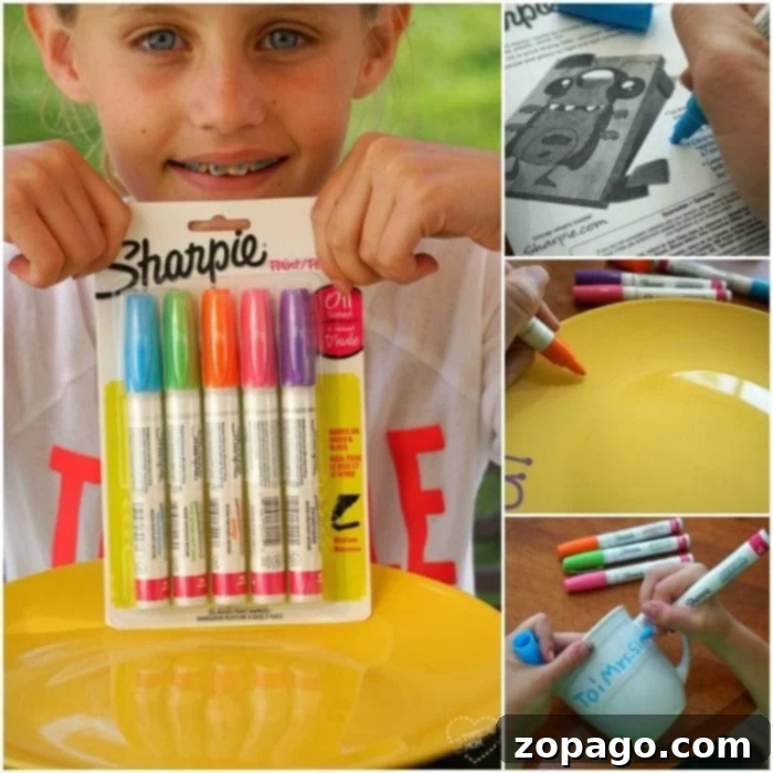 Create a Personalized Keepsake Plate 2 A child's hands decorating a yellow ceramic plate with Sharpie paint markers, creating a unique 'You Are Special' plate.