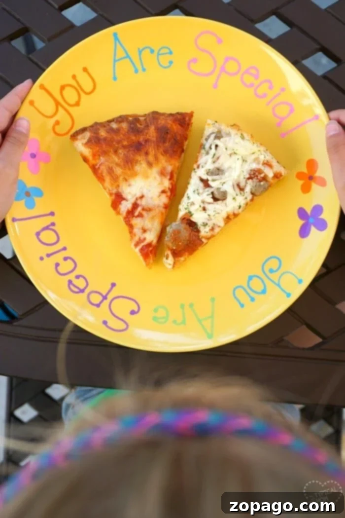 Create a Personalized Keepsake Plate 5 A finished DIY 'You Are Special' plate decorated with colorful Sharpie paint markers, a delightful keepsake.