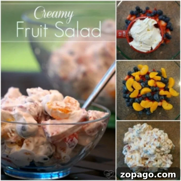 Easy fruit salad recipe that's super creamy and easy to make.. The perfect BBQ side dish or a light fruit dessert idea that everyone will love! Easy fruit salad recipe