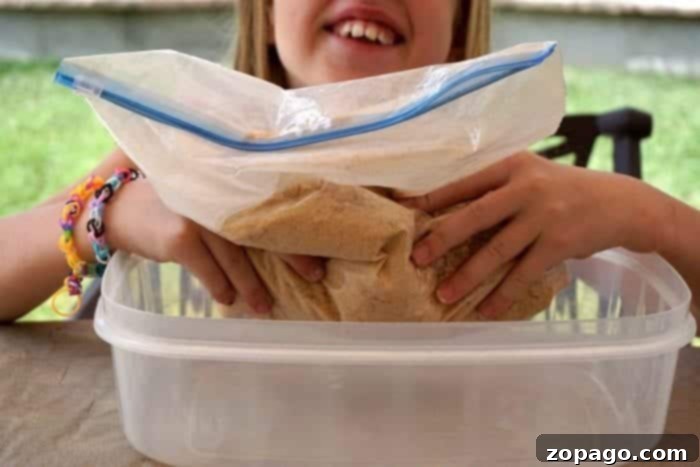 Create Your Own Edible Sand 4 Edible sand made from crushed Cheerios, ready for play.