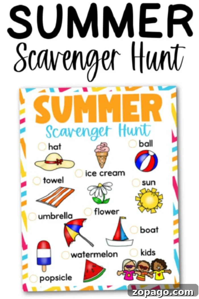 Summer Bucket List 4 Summer scavenger hunt printable for kids