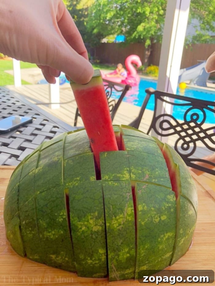 Master Watermelon Slicing with Ease 5 Various ways to cut watermelon displayed on a platter