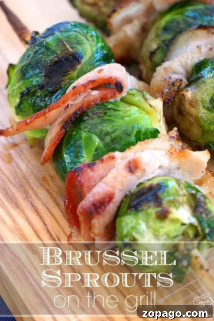 Simple Grilled Brussels Sprouts 2 Crispy Grilled Brussels Sprouts on Skewers with Bacon