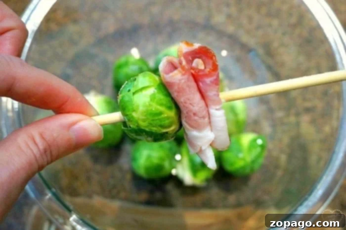 Simple Grilled Brussels Sprouts 4 Assembled Brussels Sprout and Bacon Kebab