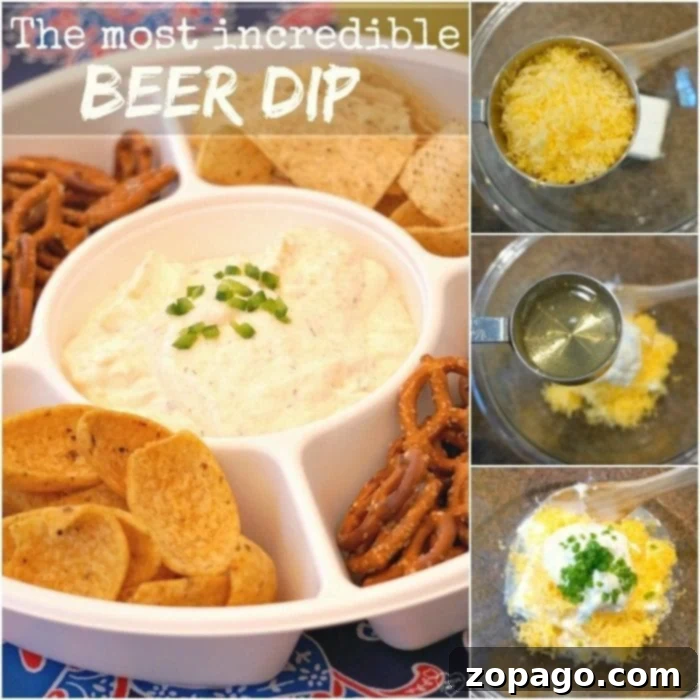 Simple and delicious beer cheese dip – a quick recipe perfect for any gathering! Close-up of creamy cold beer cheese dip in a bowl, garnished with chopped chives, ready to be served.